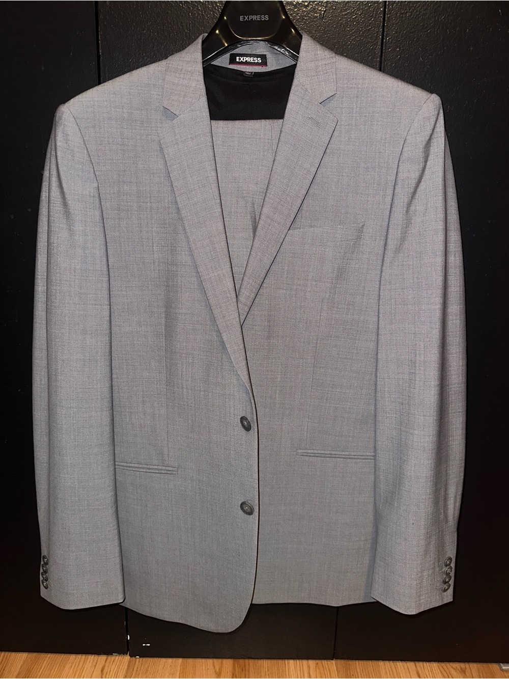 Express Men's Light Gray Two-Button Suit Blazer